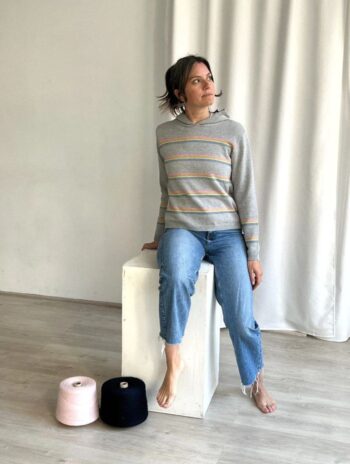 Alternative view of Sudadera de punto a rayas con capucha para mujer