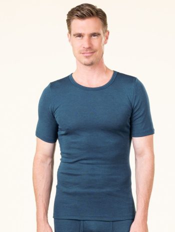 Camiseta interior manga corta de lana y seda para hombre