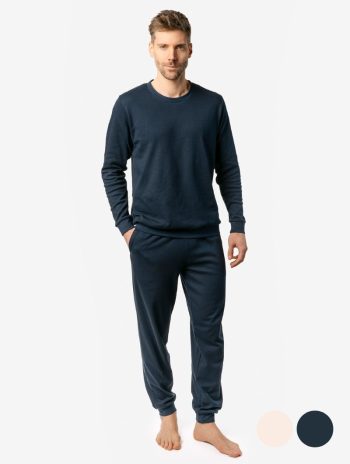 Pijama liso hombre algodón orgánico azul marino