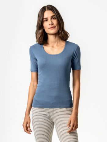 Alternative view of Pijama manga corta de rayas calado 100% algodón orgánico