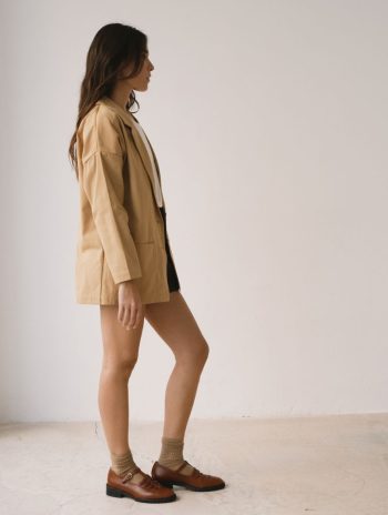 Alternative view of Americana de sarga mostaza de algodón orgánico