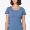 Camiseta básica de manga corta ecológica para mujer azul