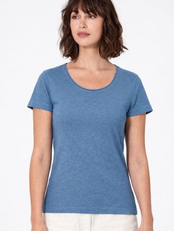 Camiseta básica de manga corta ecológica para mujer azul