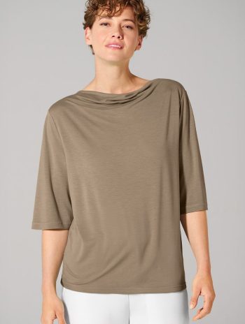 Alternative view of Camiseta holgada con escote cascada de cáñamo