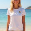 Camiseta blanco crema logo surf pecho de bambú algodón orgánico