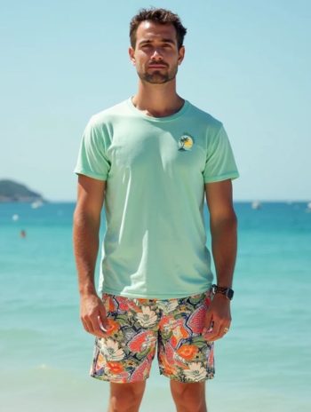 Camiseta bambu algodon organico logo palmeras pecho