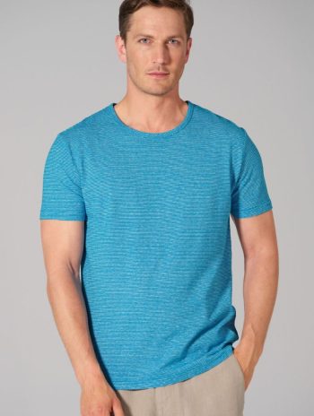 Camiseta de rayas horizontales para hombre en cáñamo y algodón orgánico