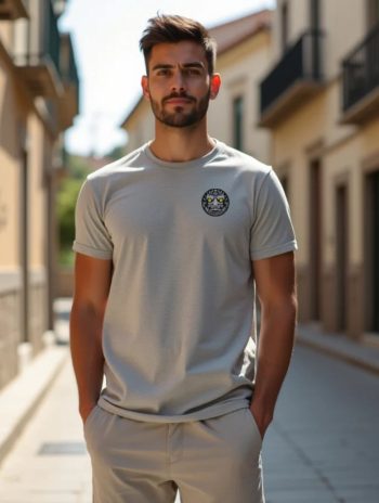 Camiseta bambu algodon organico tigre japones estampado pecho espalda gris