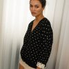 Cárdigan oversize negro diamantes beige algodón egipcio mujer