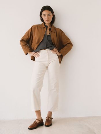 Alternative view of Chaqueta de sarga oversize marrón de algodón orgánico