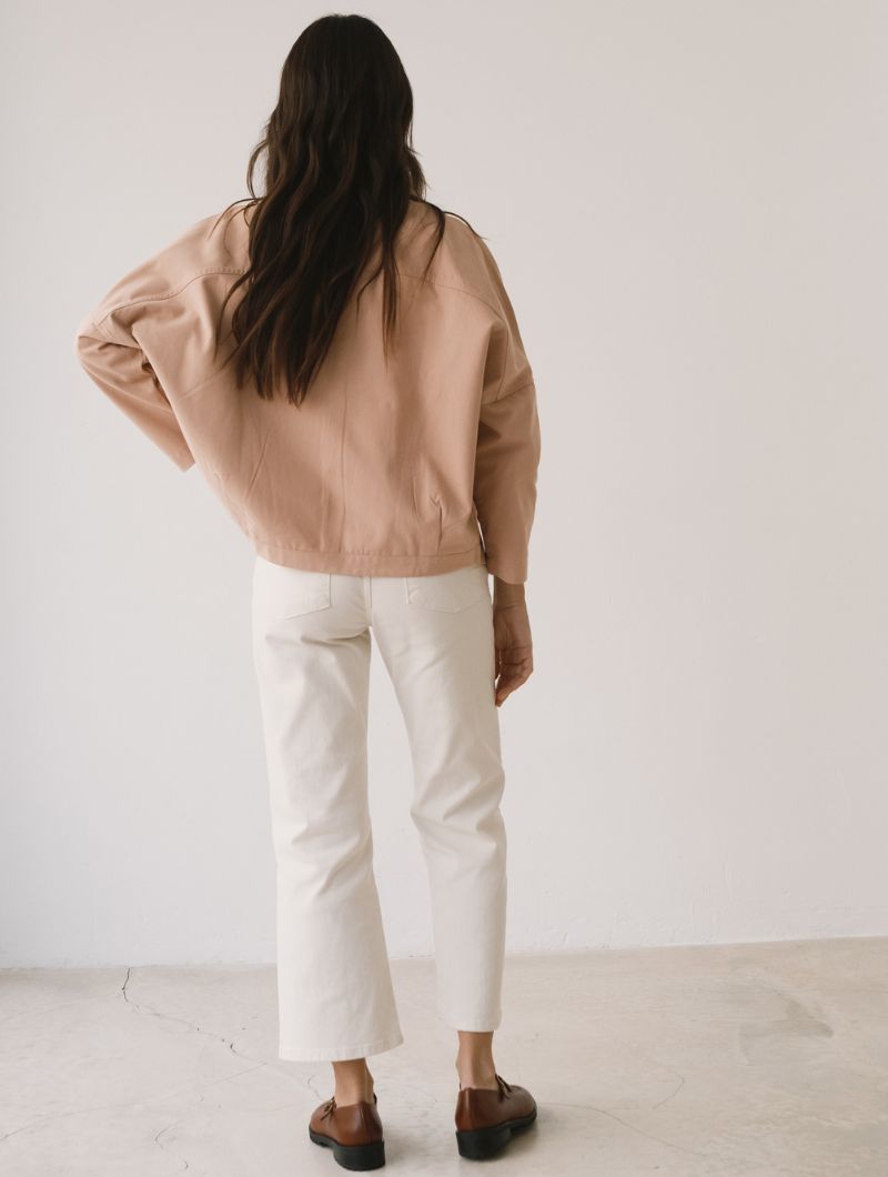 Chaqueta de sarga oversize rosa de algodón orgánico - Imagen 3