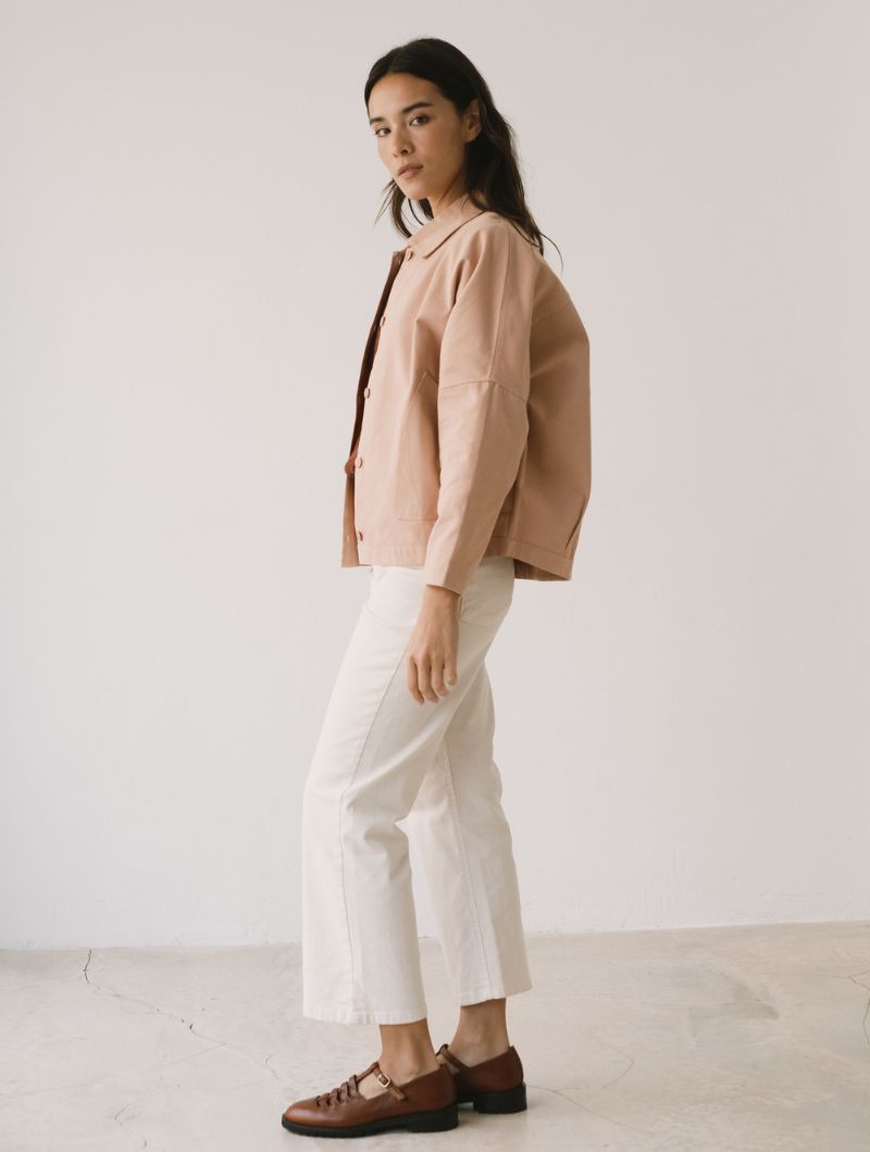 Chaqueta de sarga oversize rosa de algodón orgánico - Imagen 2