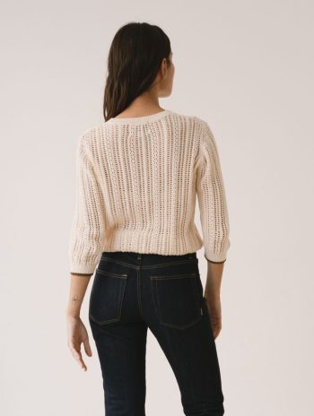 Alternative view of Jersey calado crudo de algodón orgánico