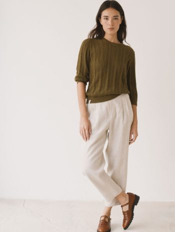 Alternative view of Jersey calado verde de algodón orgánico