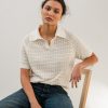 Polo calado mujer algodón egipcio color nube manga corta