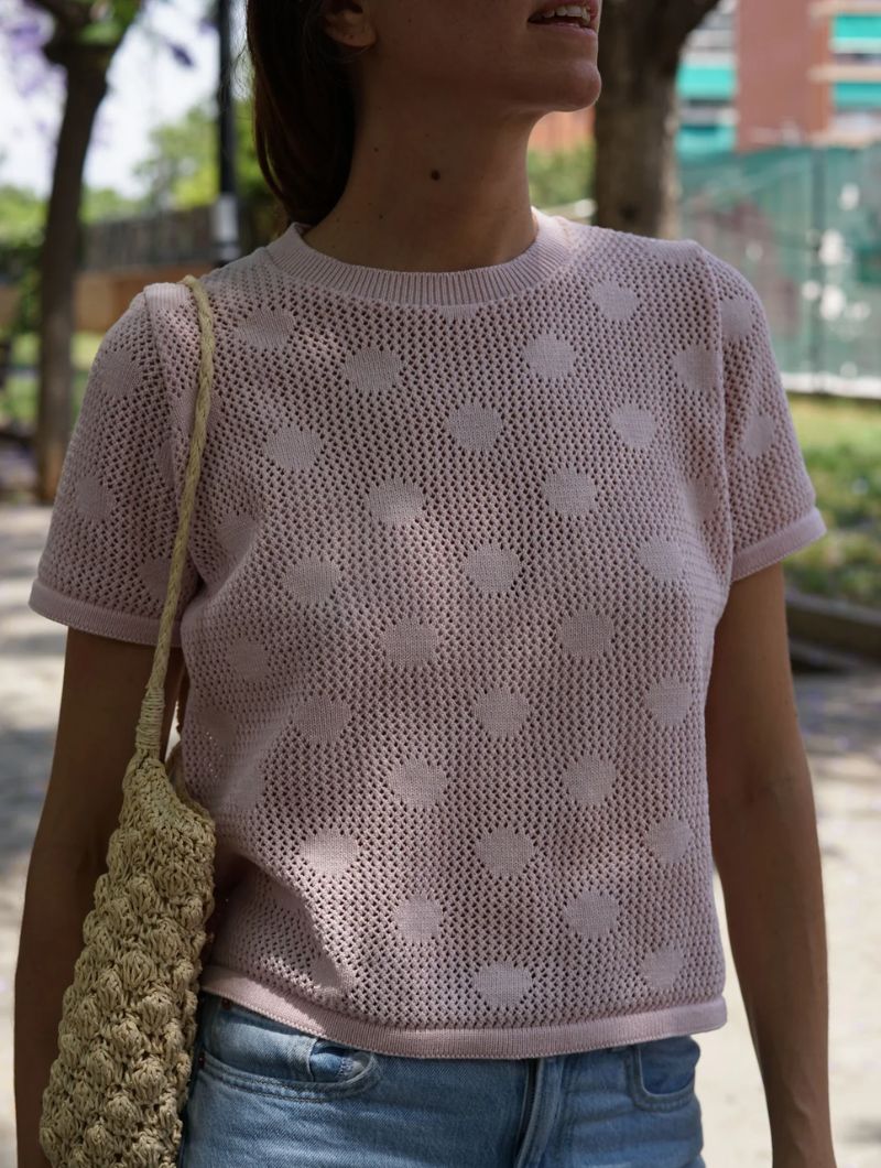 Jersey de manga corta calado con topos - Imagen 10