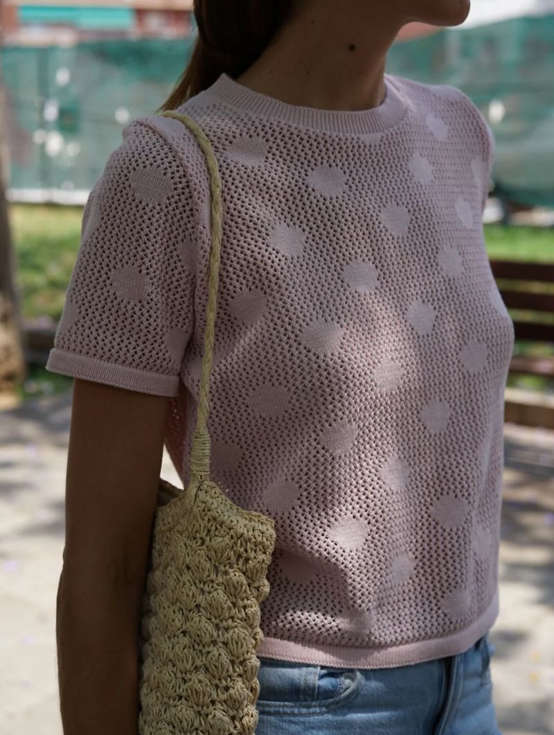 Jersey de manga corta calado con topos - Imagen 11