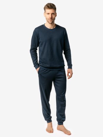 Pijama liso hombre algodón orgánico azul marino