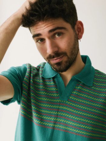 Alternative view of Polo manga corta de punto con cenefa para hombre