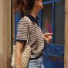 Polo de punto calado a rayas para mujer - Imagen 3