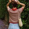 Polo de punto calado a rayas para mujer - Imagen 4