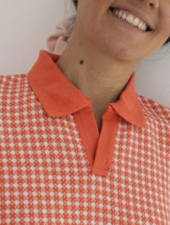 Alternative view of Polo de punto manga corta vichy para mujer