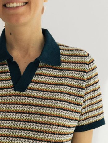 Alternative view of Polo de punto calado a rayas para mujer