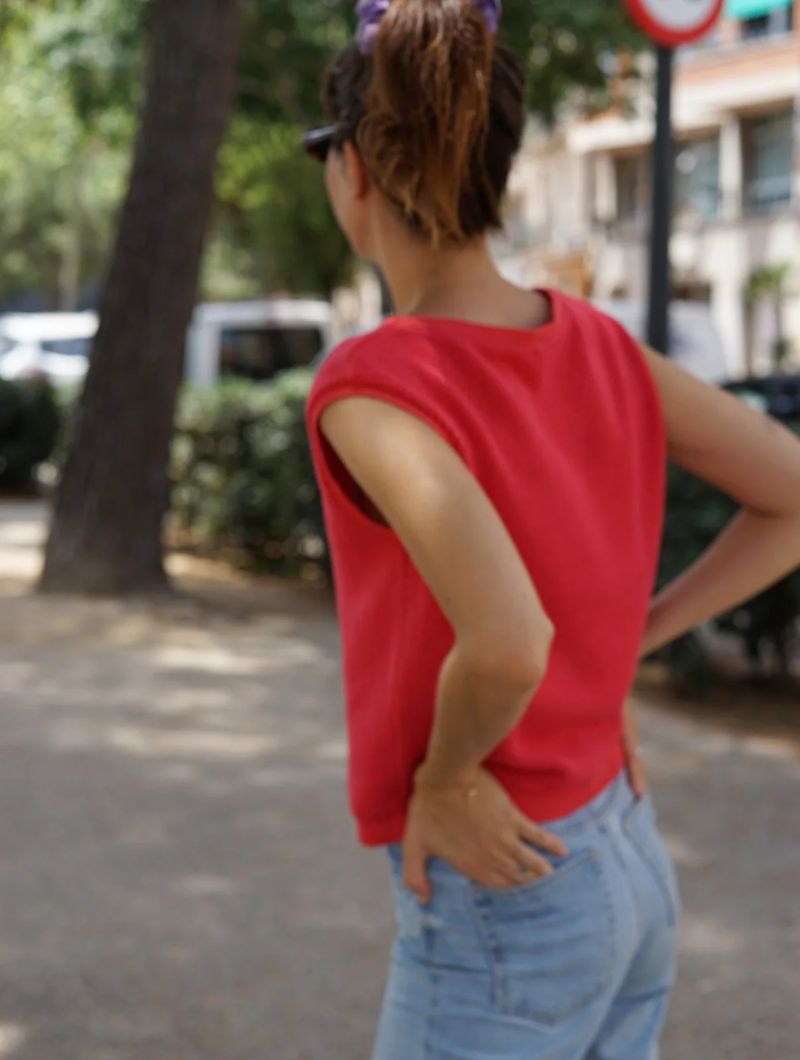 Top de punto de cuello barco sin mangas - Imagen 5