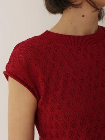 Alternative view of Top de punto calado con patrón geométrico