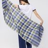 Fular cuadros azul y oliva algodón orgánico