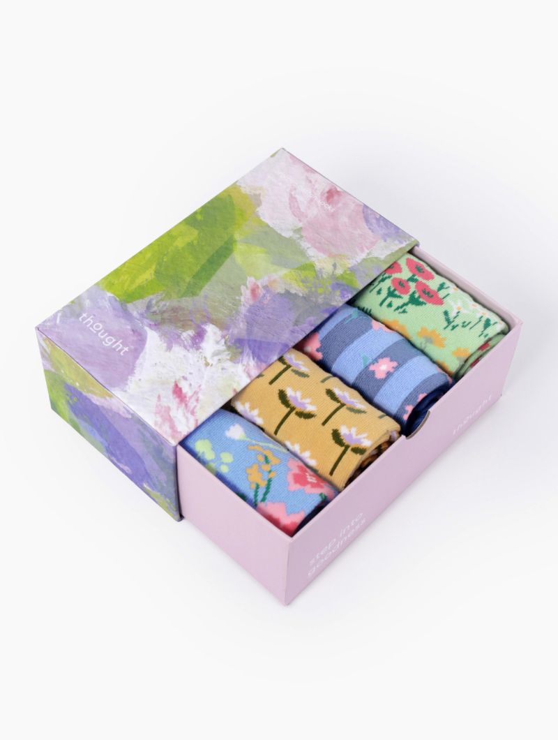 Pack de calcetines florales pastel ecológicos para mujer.