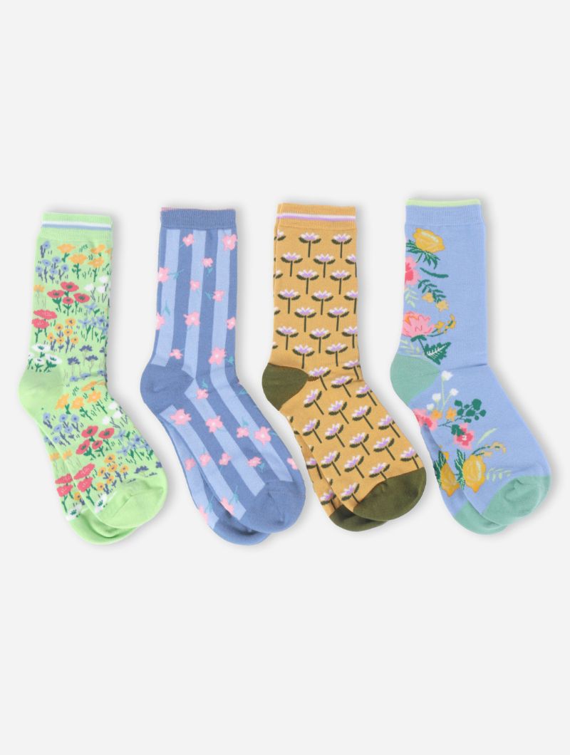 Pack 4 calcetines flores pastel de algodón orgánico - Imagen 2