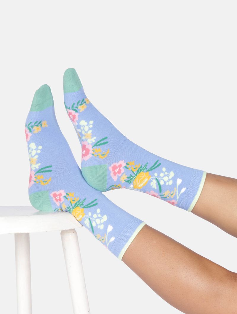 Pack 4 calcetines flores pastel de algodón orgánico - Imagen 6