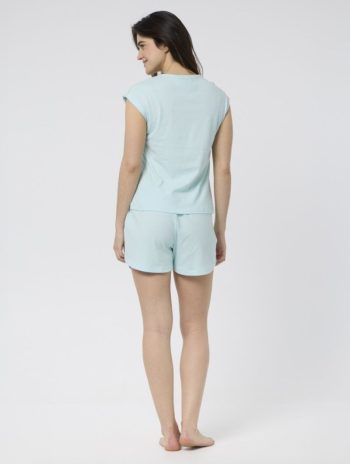 Alternative view of Pijama corto azul claro mujer de algodón orgánico
