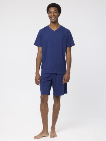 Pijama corto azul marino hombre algodón orgánico