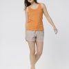 Pijama corto naranja estampado palmas algodón orgánico