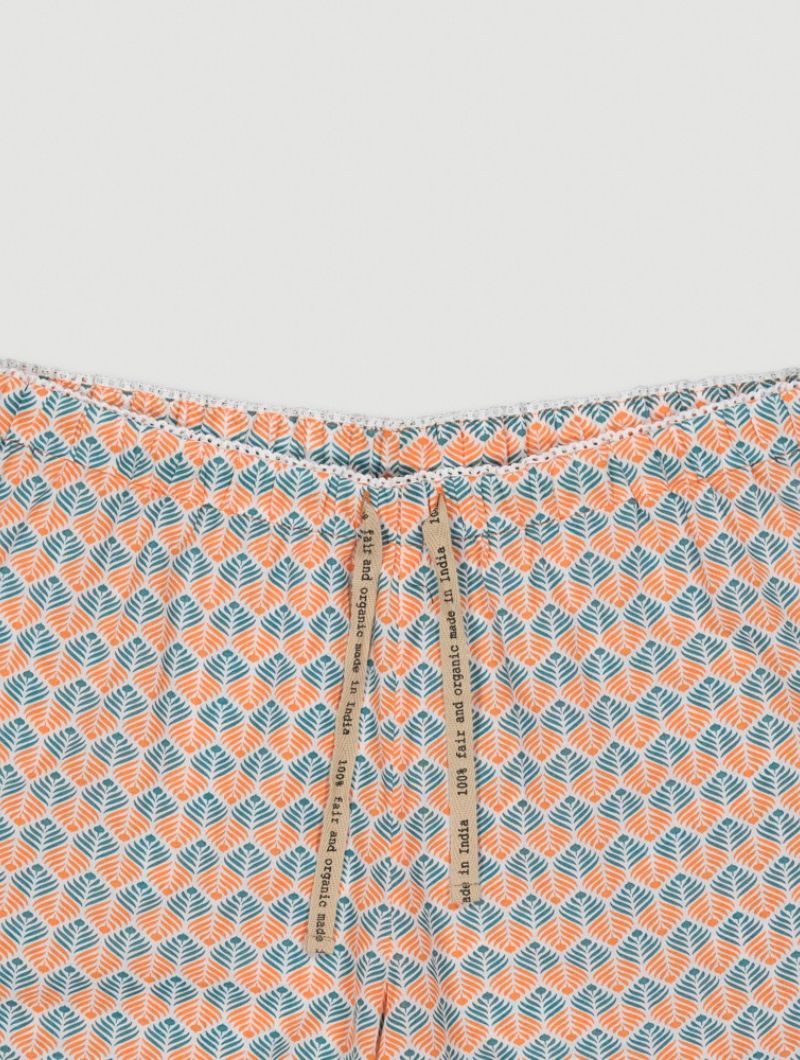 Pijama corto naranja estampado palmas de algodón orgánico - Imagen 5