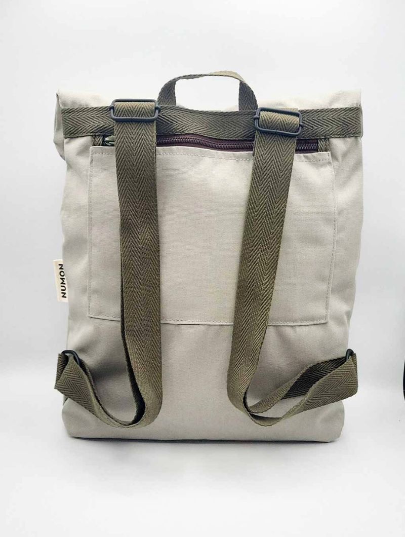 Mochila de tela reciclada gris perla - Imagen 3