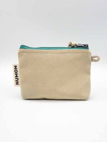 Alternative view of Monedero de tela reciclada celeste y crema