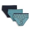 Pack de 3 bragas de algodón orgánico en negro, azul claro y estampado de pájaros