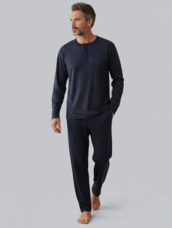 Pijama largo hombre Diplomatic modal azul marino con raya diplomática