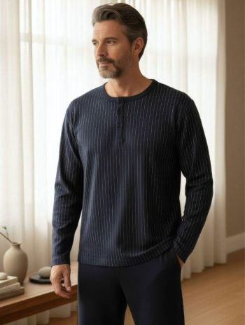 Alternative view of Pijama largo hombre Diplomatic modal marino