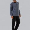 Pijama largo hombre Leios modal marino con camiseta azul grisácea
