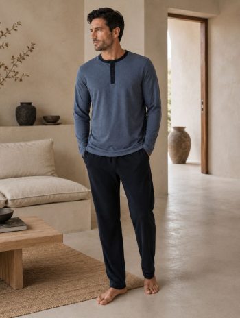 Alternative view of Pijama largo hombre Leios modal marino
