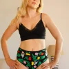 Braga alta de algodón orgánico con estampado tulipanes negro - Imagen 4