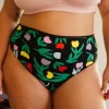 Braga alta de algodón orgánico con estampado tulipanes negro - Imagen 5