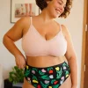 Braga alta de algodón orgánico con estampado tulipanes negro - Imagen 7