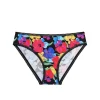 Braguita negra con estampado floral multicolor y bordes de encaje