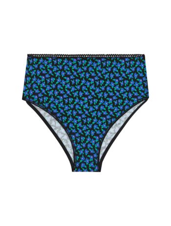 Braga de talle alto de algodón orgánico con flores azules