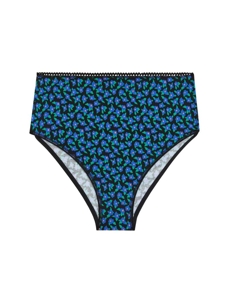 Braga de talle alto de algodón orgánico con flores azules